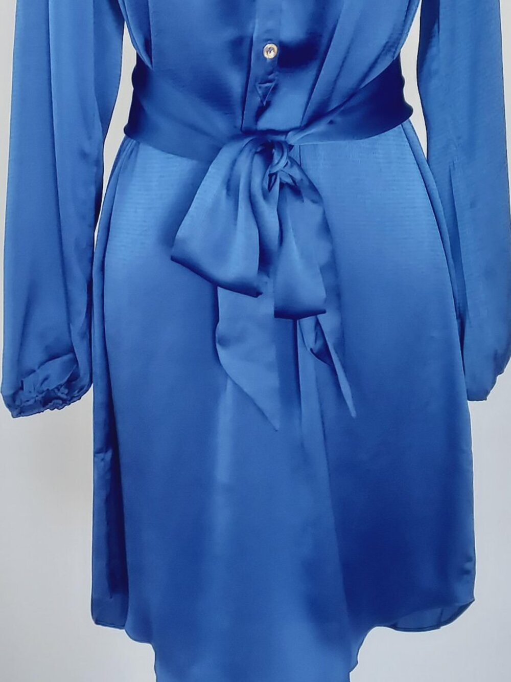 Lilly Pulitzer Women's Saige Satin V Neck Long Sleeve Dress Alba Blue XS NWT - Picture 5 of 11